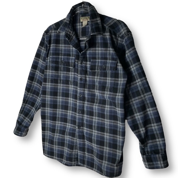 LL Bean Mens Vintage Freeport Main Plaid Flannel Shirt Cotton Chamois Blue Sz M - Picture 7 of 11